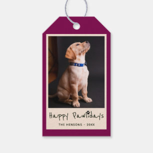 Étiquettes-cadeau Happy Pawlidays Funny Pun Pet Photo
