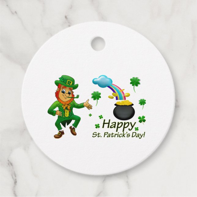 Étiquettes Cadeau Happy Saint Patrick's Day Leprechaun Rainbow  (Devant)