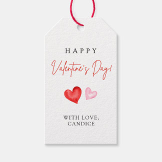 Étiquettes-cadeau Happy Valentine's Day Pink & Red Hearts