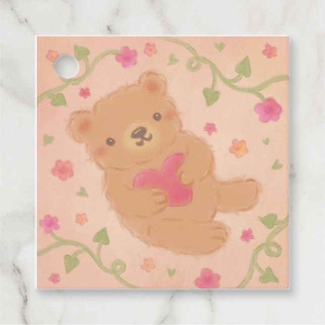 Étiquettes Cadeau Happy Valentine's Day with Teddy Bear (Devant)