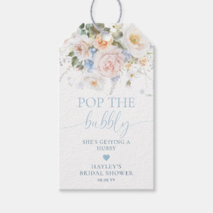 Étiquettes-cadeau Hargrove Blue Floral Pop Le Champagne Bubbly