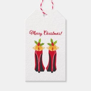 Étiquettes-cadeau Haut talons rouges avec cloches de Noël