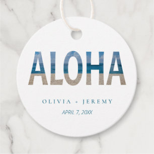 Étiquettes Cadeau Hawaii Beach Photo Aloha Destination Mariage
