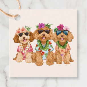 Étiquettes Cadeau Hawaiian Goldendoodle Chiens Fleur Lei