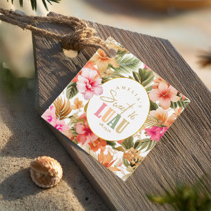 Étiquettes Cadeau Hawaiian Luau Sweet sixteen Motif Floral ID1092