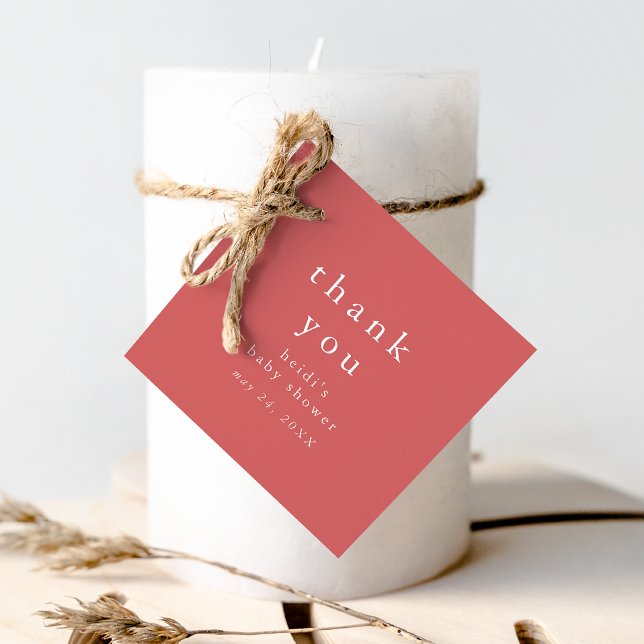 Étiquettes Cadeau HEIDI Red Boho Rustique Baby shower simple Merci (HEIDI Red Boho Rustic Simple Baby Shower Thank You Favor Tags)