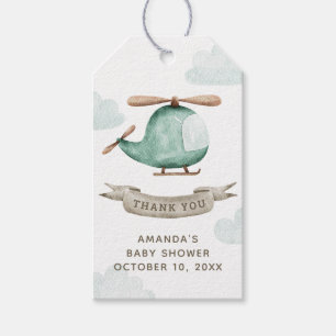 Étiquettes-cadeau Hélicoptère Aquarelle   Remerciement pour Baby Sho