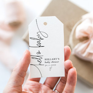 Étiquettes-cadeau Hello Baby Elegant Baby shower de calligraphie