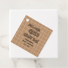 Étiquettes Cadeau Hello Cutie Girly Cute Brown Gingham Baby Shower