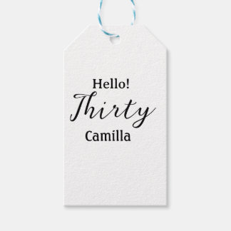 Étiquettes-cadeau Hello thirty birthday name simple minimal elegant 