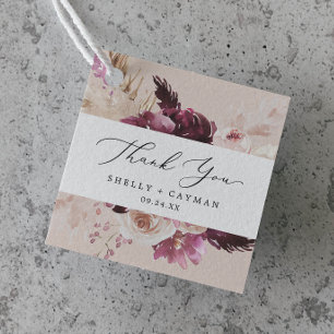 Étiquettes Cadeau Herbe Boho Pampas Merci de pêche