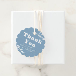 Étiquettes Cadeau Herbe de Pampa Bleu Poussiéreux Merci