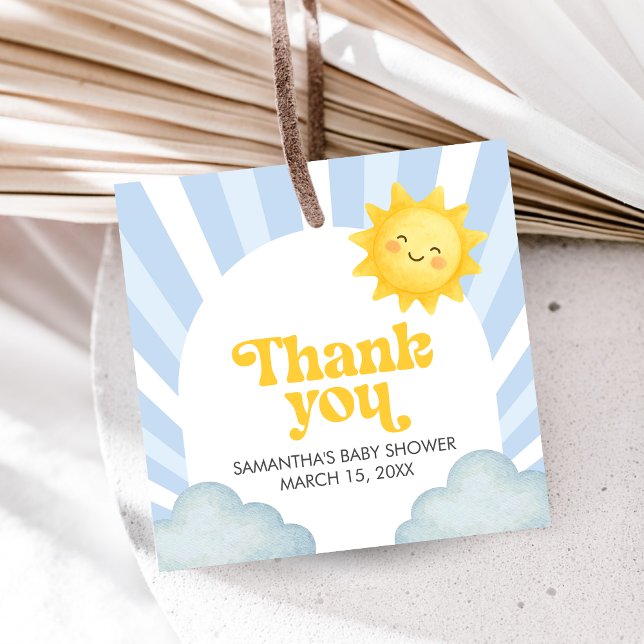 Étiquettes Cadeau Here Comes the Son Baby Shower (Here Comes the Sun Baby Shower Favor Tags)
