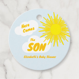 Étiquettes Cadeau Here Comes The Son Boy Baby Shower