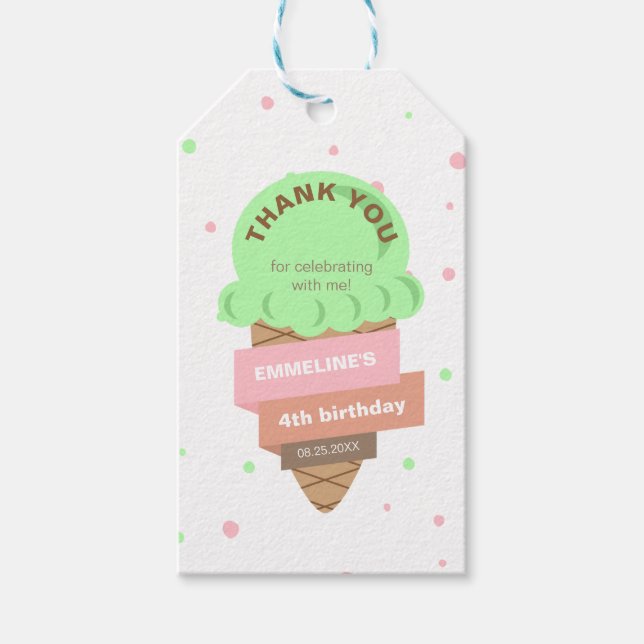 Étiquettes-cadeau Here's The Scoop Mint Ice Cream Sweet Birthday (Devant)