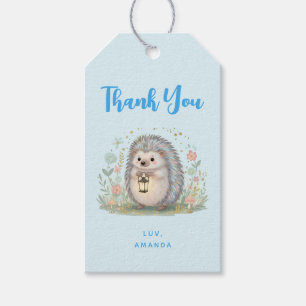 Étiquettes-cadeau Hérisson Mignon avec Merci Lanterne