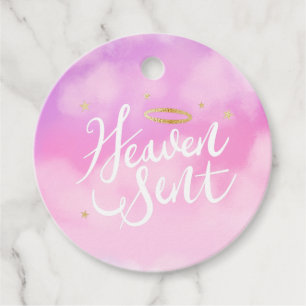 Étiquettes Cadeau Heure envoyé Gold Halo Baby shower rose