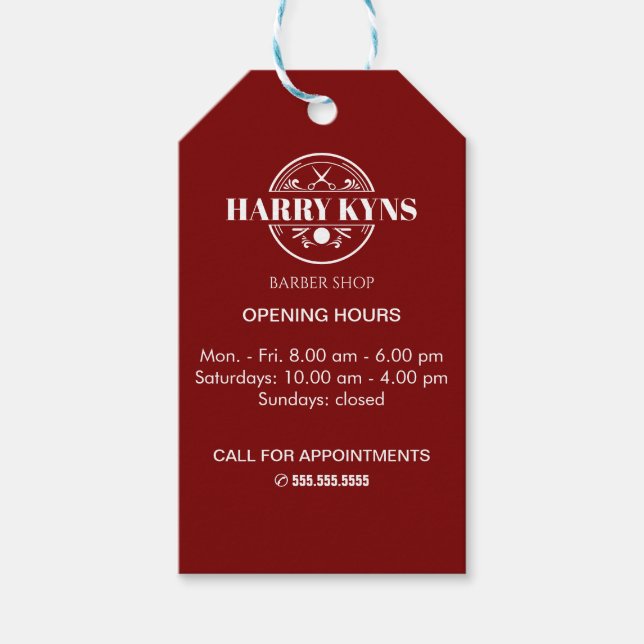 Étiquettes-cadeau Heures d'ouverture du magasin de barrettes personn (Devant)