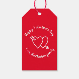 Étiquettes-cadeau Heureuse Sainte-Valentin coeur rouge script person