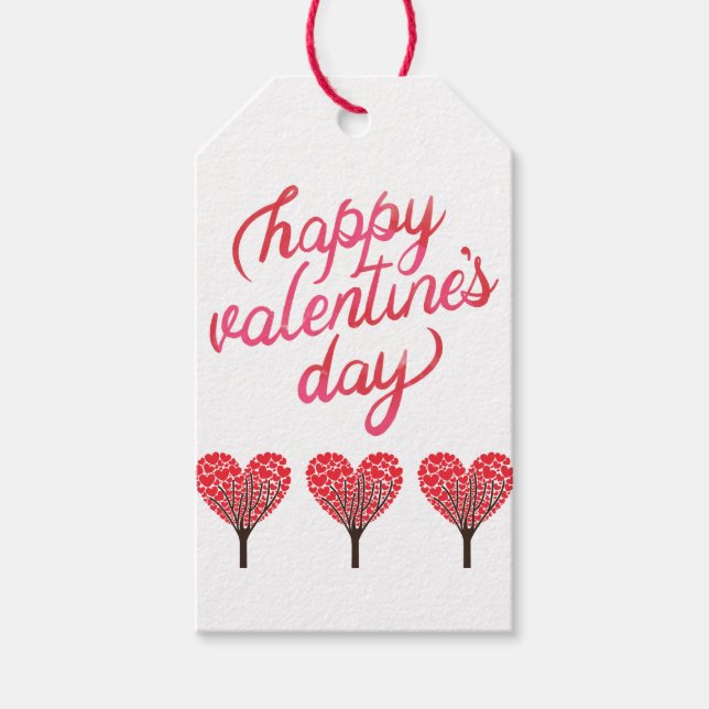 Étiquettes-cadeau Heureuse Sainte-Valentin de l'arbre cardiaque (Devant)