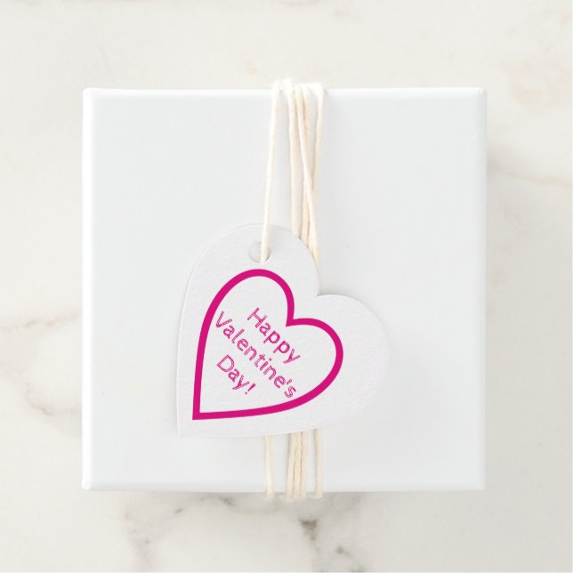 Étiquettes Cadeau Heureuse Sainte-Valentin rose Valentine Heart (En situation)