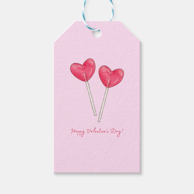 Étiquettes-cadeau Heureuse Sainte-Valentin sucré bonbon coeur lollip (Devant)