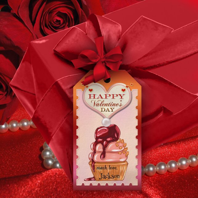 Étiquettes-cadeau Heureuse Sainte-Valentin Sweet Muffin (Créateur téléchargé)