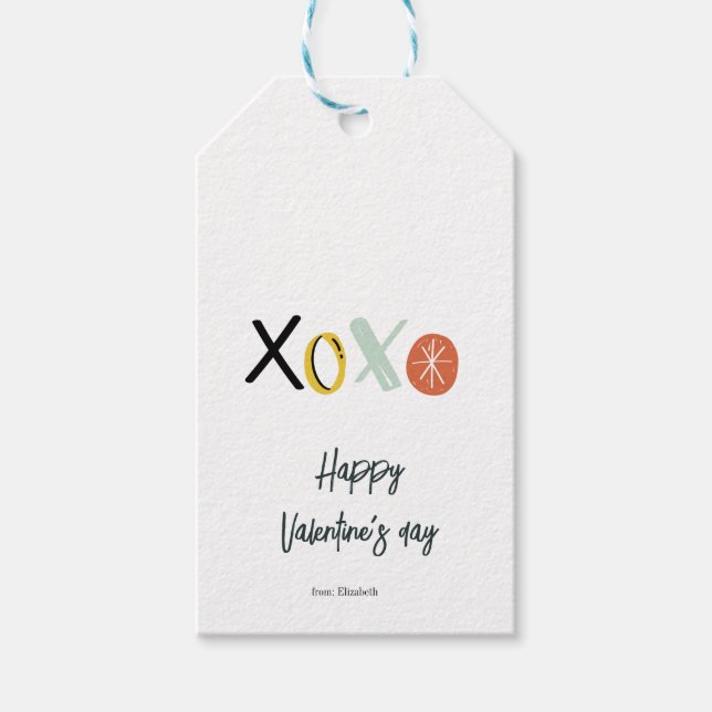 Étiquettes-cadeau heureuse Sainte-Valentin "XOXO" (Devant)