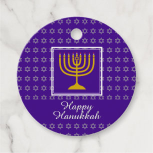 Étiquettes Cadeau HEUREUX HANOUKKA Menorah personnalisé violet