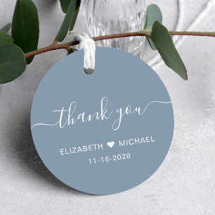 Étiquettes Cadeau Heureux Pour Toujours Bleu Poussiéreux Remerciemen