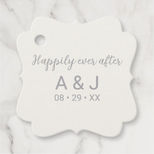 Étiquettes Cadeau Heureux toujours après Pearl White Silver Mariage