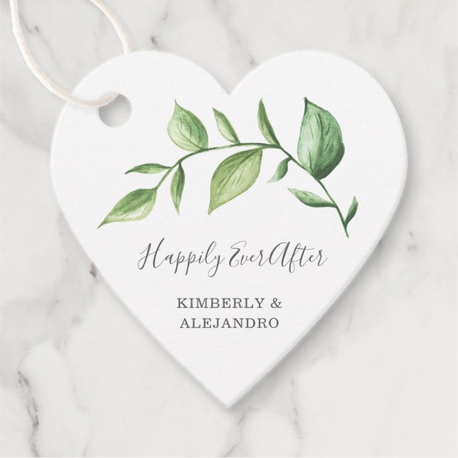 Étiquettes Cadeau Heureux toujours après Rustic Greenery Mariage (Devant)