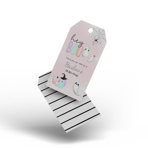 Étiquettes-cadeau Hey Boo Ghost Pastel Halloween Anniversaire Bienve