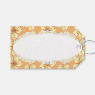 Étiquettes-cadeau Hibiscus & dentelle JAUNE