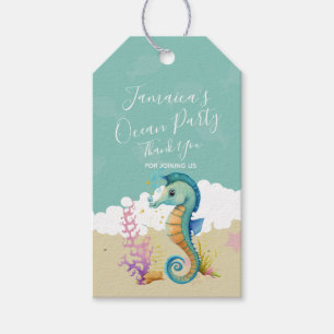 Étiquettes-cadeau Hippocampe aquarelle océan Anniversaire Merci