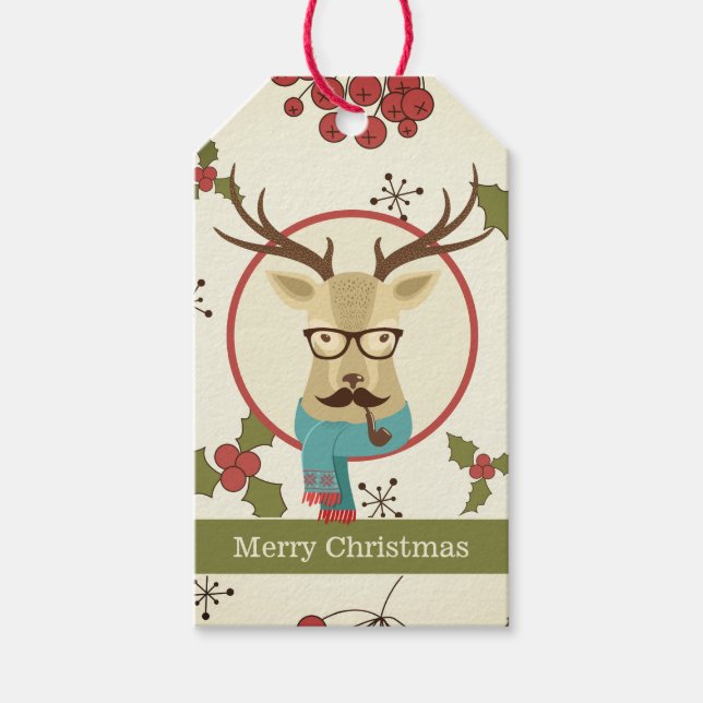 Étiquettes-cadeau Hipster Deer Christmas (Devant)
