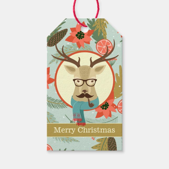 Étiquettes-cadeau Hipster Deer Christmas (Devant)