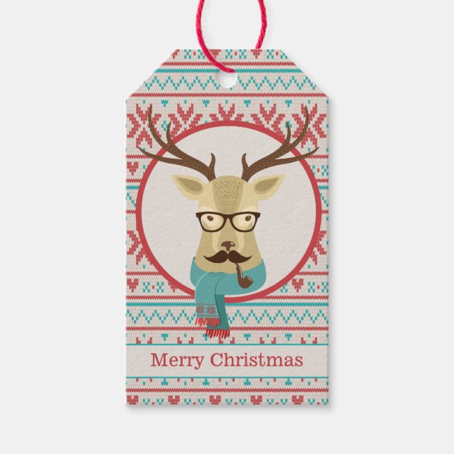 Étiquettes-cadeau Hipster Deer Christmas (Devant)