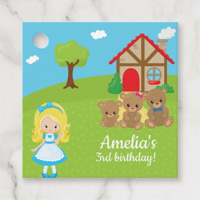 Étiquettes Cadeau Histoire de Fairytale Goldilocks et trois ours (Devant)