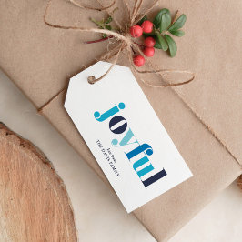 Étiquettes-cadeau Hiver Bleu "Joyeux" Fête Personnalisée