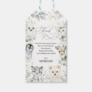 Étiquettes-cadeau Hiver doux Animaux arctiques Verdure Anniversaire