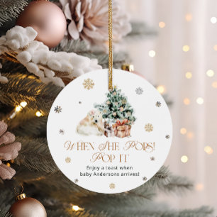 Étiquettes Cadeau Hiver mignon Ours Pop it When She Pops Baby shower
