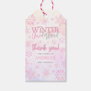 Étiquettes-cadeau Hiver moderne ONE derland Rose Girl 1er anniversai