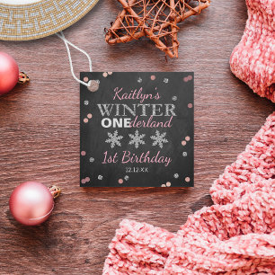 Étiquettes Cadeau Hiver ONE derland Chalkboard 1er anniversaire