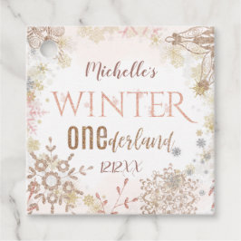 Étiquettes Cadeau Hiver Onederland 1er anniversaire Pink Snowflake