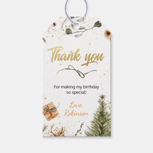 Étiquettes-cadeau Hiver Onederland Anniversaire Merci Favor Étiquett (Devant)