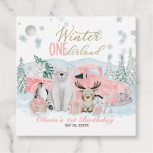 Étiquettes Cadeau Hiver Onederland Fille aux Animaux Arctiques 1er A