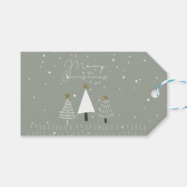 Étiquettes-cadeau Hiver Pays des merveilles Arbres de Noël (Devant (Horizontal))