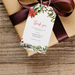 Étiquettes-cadeau Hiver Poinsettia Verdure Mariage floral
