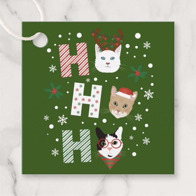 Étiquettes Cadeau Ho Ho Ho Chats Joyeux Noël (Devant)